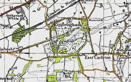 Old map of Ketteringham in 1946