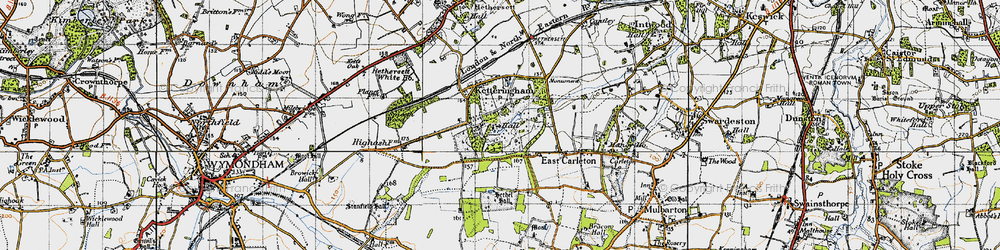 Old map of Ketteringham in 1946