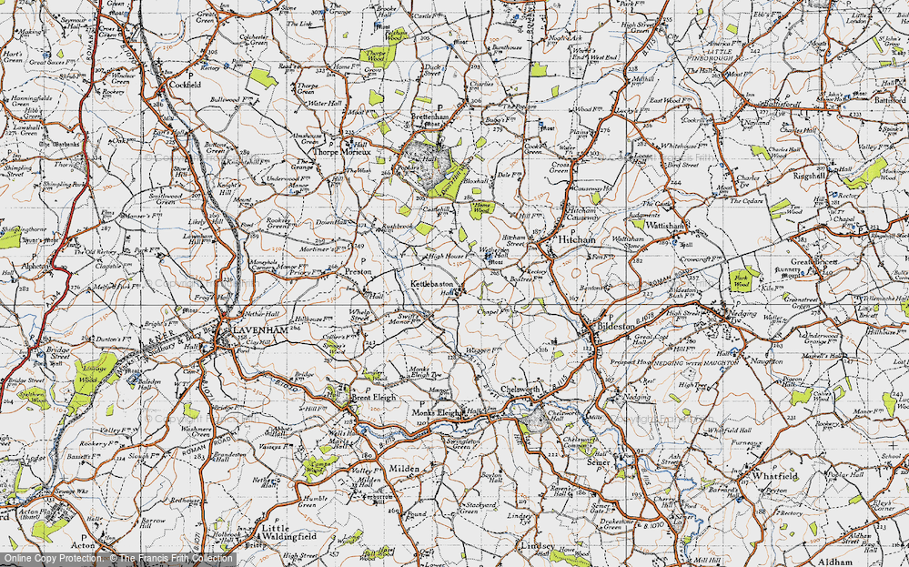 Old Map of Kettlebaston, 1946 in 1946