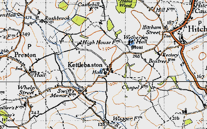 Old map of Kettlebaston in 1946