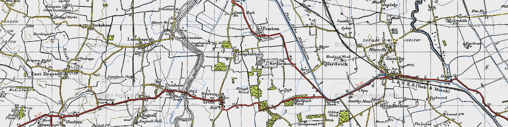 Old map of Hardwick in 1947