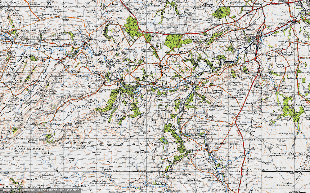 Old Map of Historic Map covering Brow Wood in 1947
