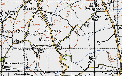 Old map of Keysoe Row in 1946