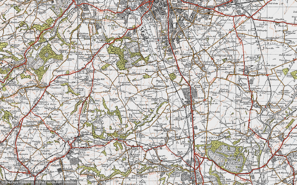 Old Map of Historic Map covering Old Ravensworth in 1947