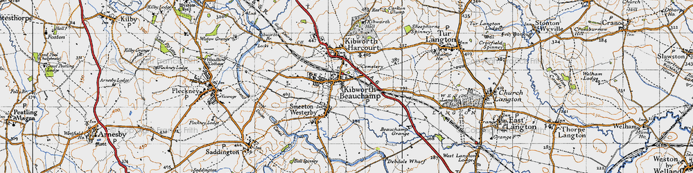 Old map of Kibworth Beauchamp in 1946