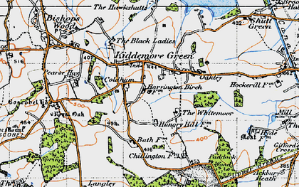 Old map of Kiddemore Green in 1946