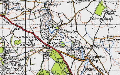 Old map of Kiddington in 1946