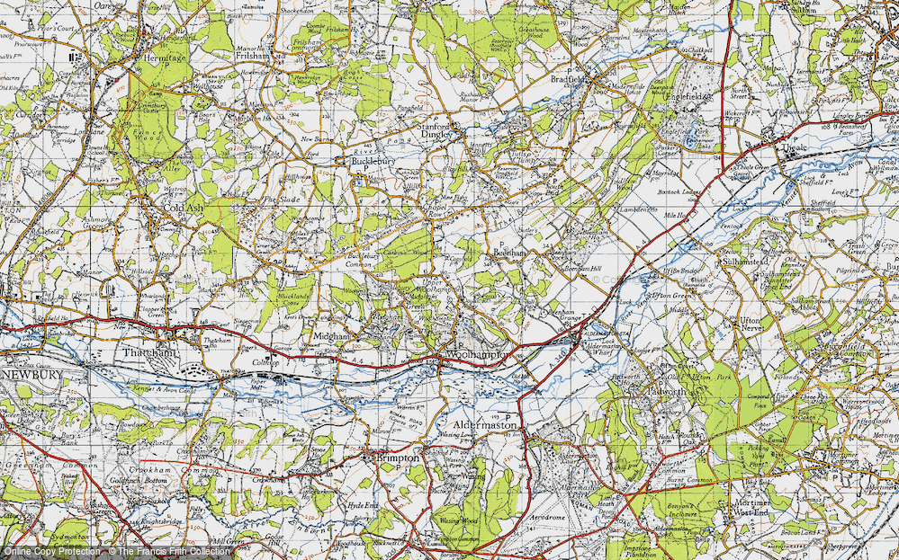 Old Map of Historic Map covering Bucklebury Place in 1945