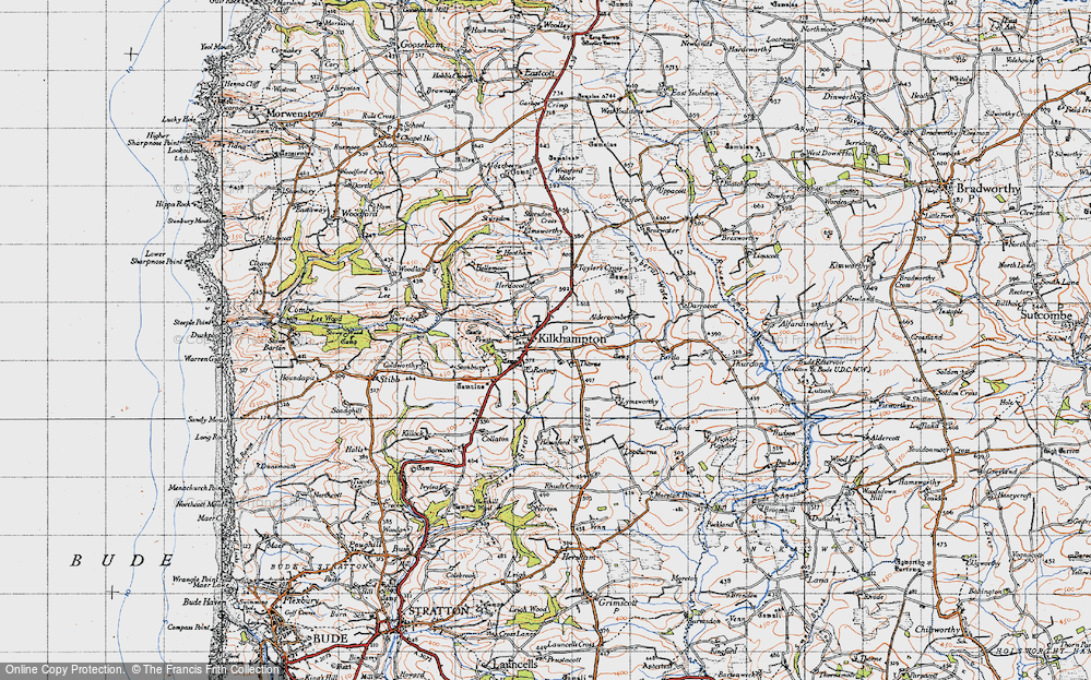 Old Map of Historic Map covering Barnacott in 1946