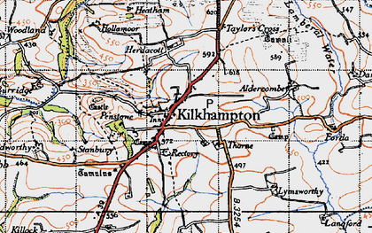 Old map of Kilkhampton in 1946