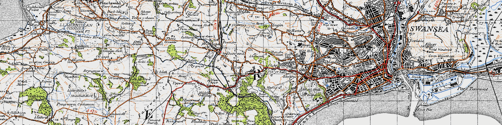 Old map of Killay in 1947