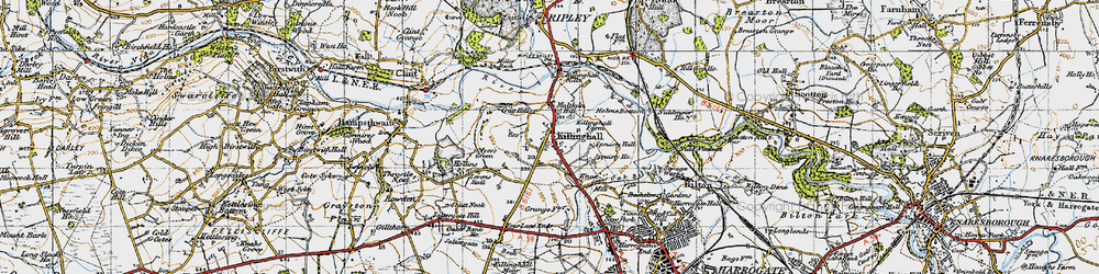Old map of Killinghall in 1947