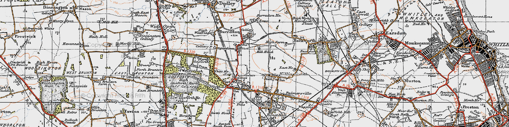 Old map of Killingworth in 1947