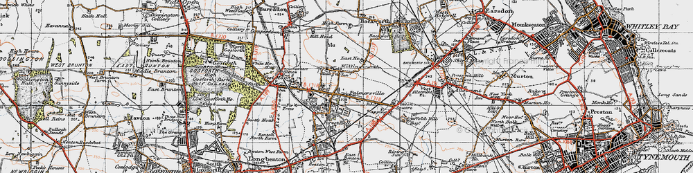 Old map of Killingworth Village in 1947