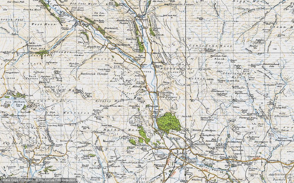 Old Map of Historic Map covering Amerdale Dub in 1947
