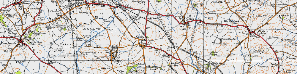 Old map of Kilsby in 1946
