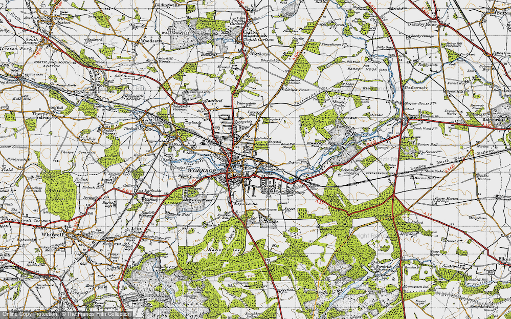 Old Map of Historic Map covering Black Hill Clump in 1947