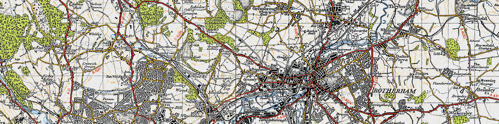 Old map of Kimberworth in 1947