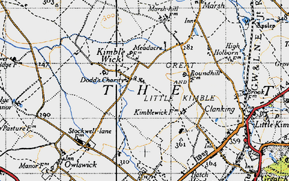 Old map of Kimble Wick in 1946