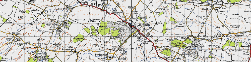 Old map of Kimbolton in 1946