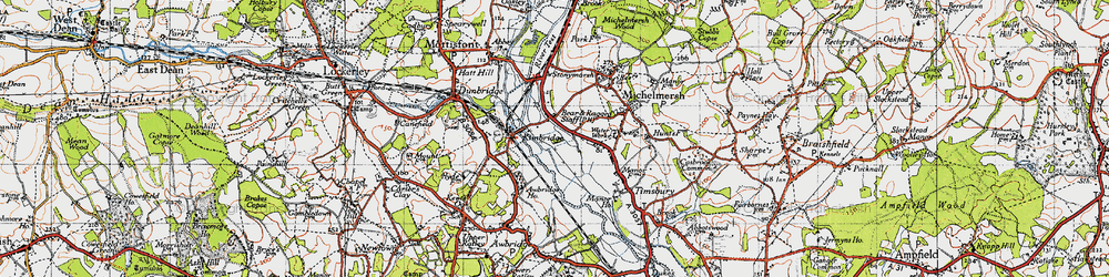 Old map of Kimbridge in 1945