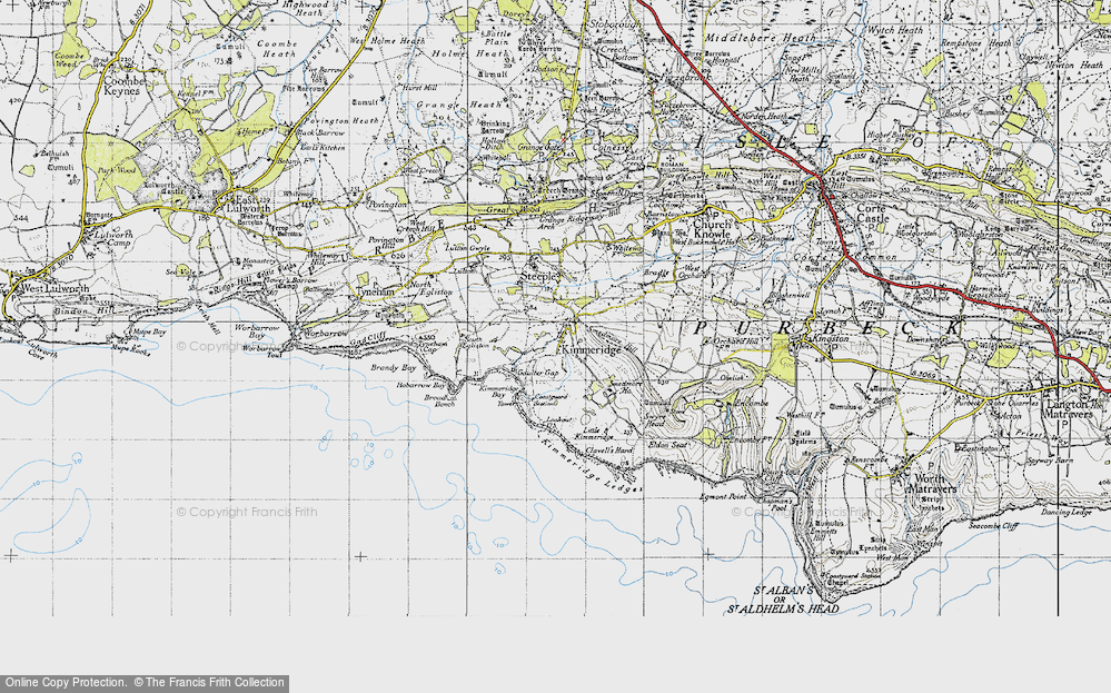 Old Map of Kimmeridge, 1940 in 1940