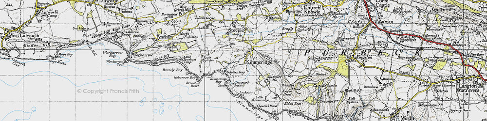 Old map of Kimmeridge in 1940