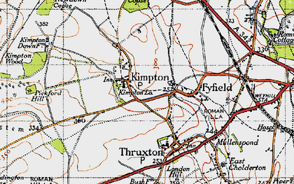 Old map of Kimpton in 1940