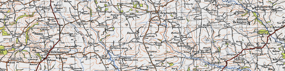 Old map of Bradworthy Cross in 1946