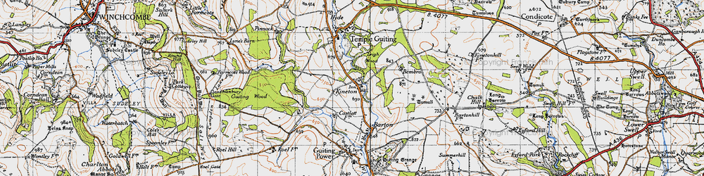 Old map of Kineton in 1946