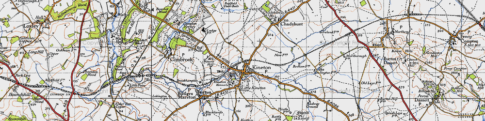 Old map of Kineton in 1946