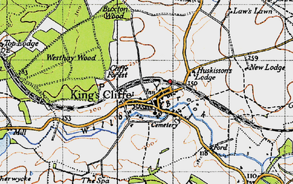 Old map of King's Cliffe in 1946