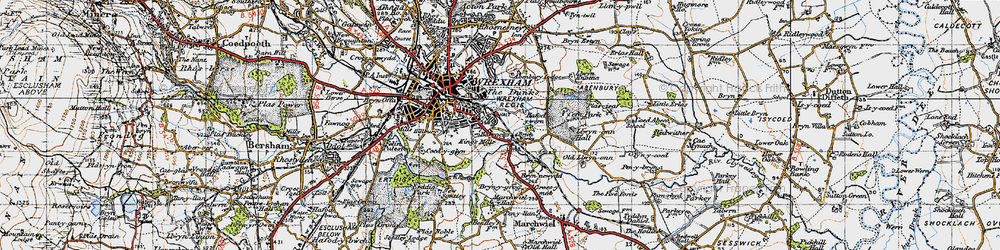 Old map of Llwyn Onn Hall in 1947