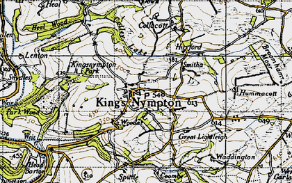 Old map of King's Nympton in 1946