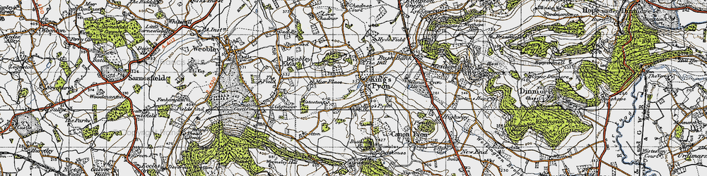 Old map of King's Pyon in 1947