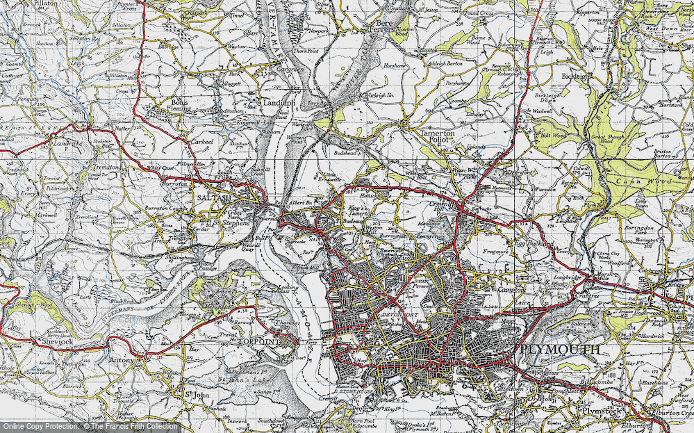 Old Map of King's Tamerton, 1946 in 1946