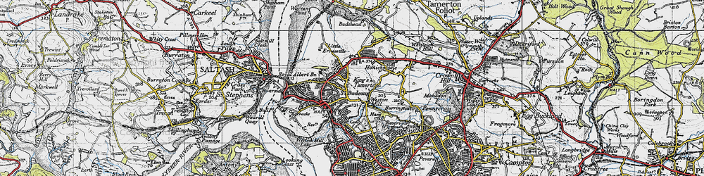 Old map of King's Tamerton in 1946