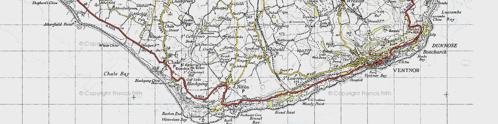 Old map of Kingates in 1945