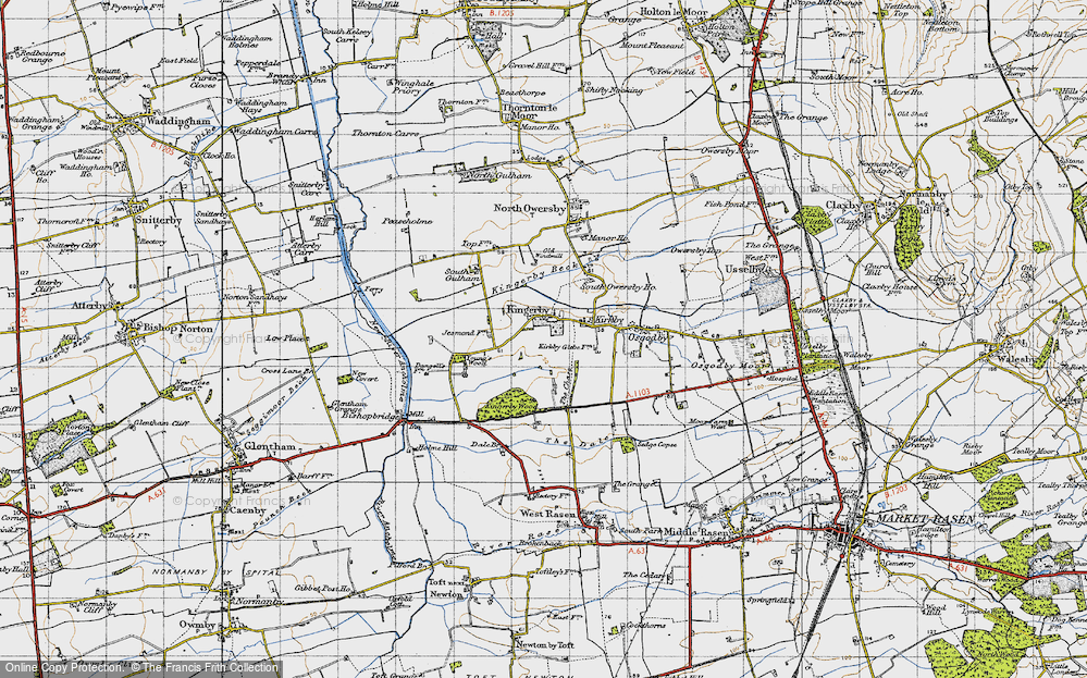 Old Map of Historic Map covering Young's Wood in 1947