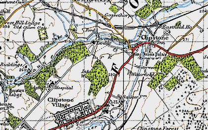 Old map of Kings Clipstone in 1947