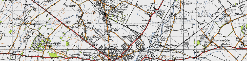 Old map of Kings Hedges in 1946