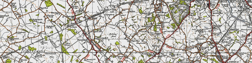 Old map of Kings Moss in 1947