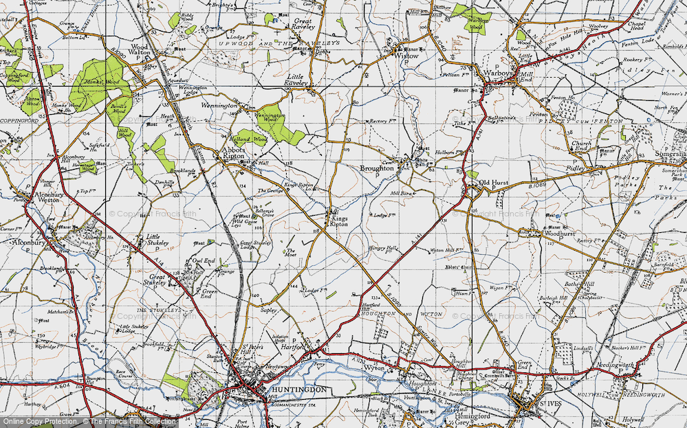 Old Map of Kings Ripton, 1946 in 1946