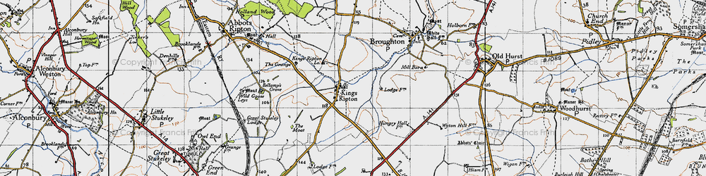 Old map of Kings Ripton in 1946