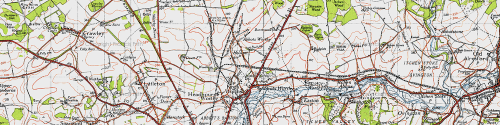 Old map of Kings Worthy in 1945