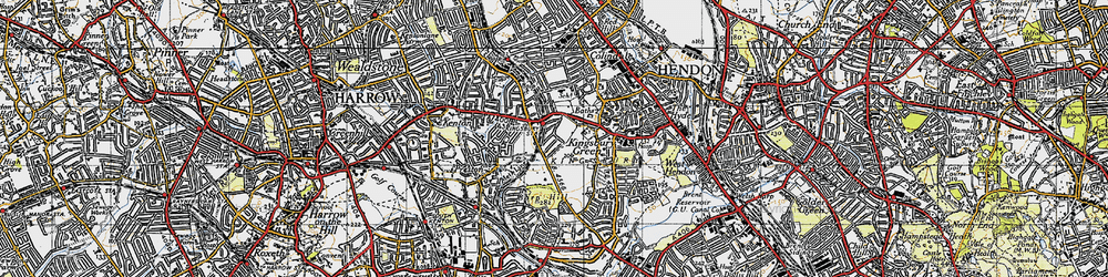 Old map of Kingsbury in 1945