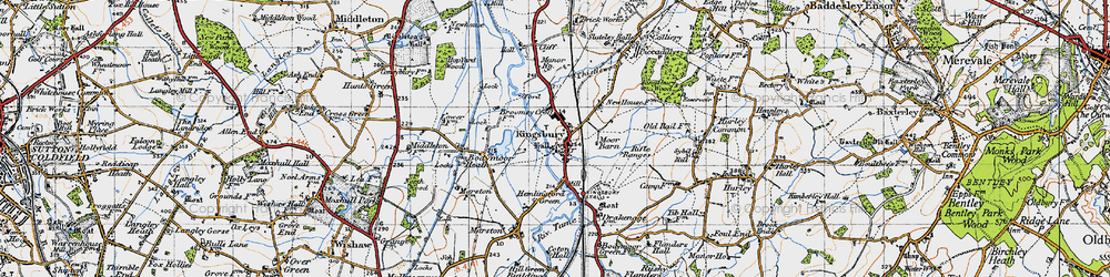 Old map of Kingsbury in 1946