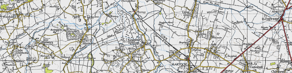 Old map of Kingsbury Episcopi in 1945