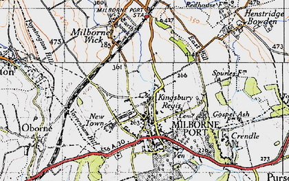 Old map of Kingsbury Regis in 1945