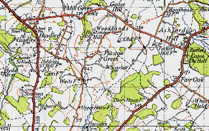 Old map of Kingsclere Woodlands in 1945